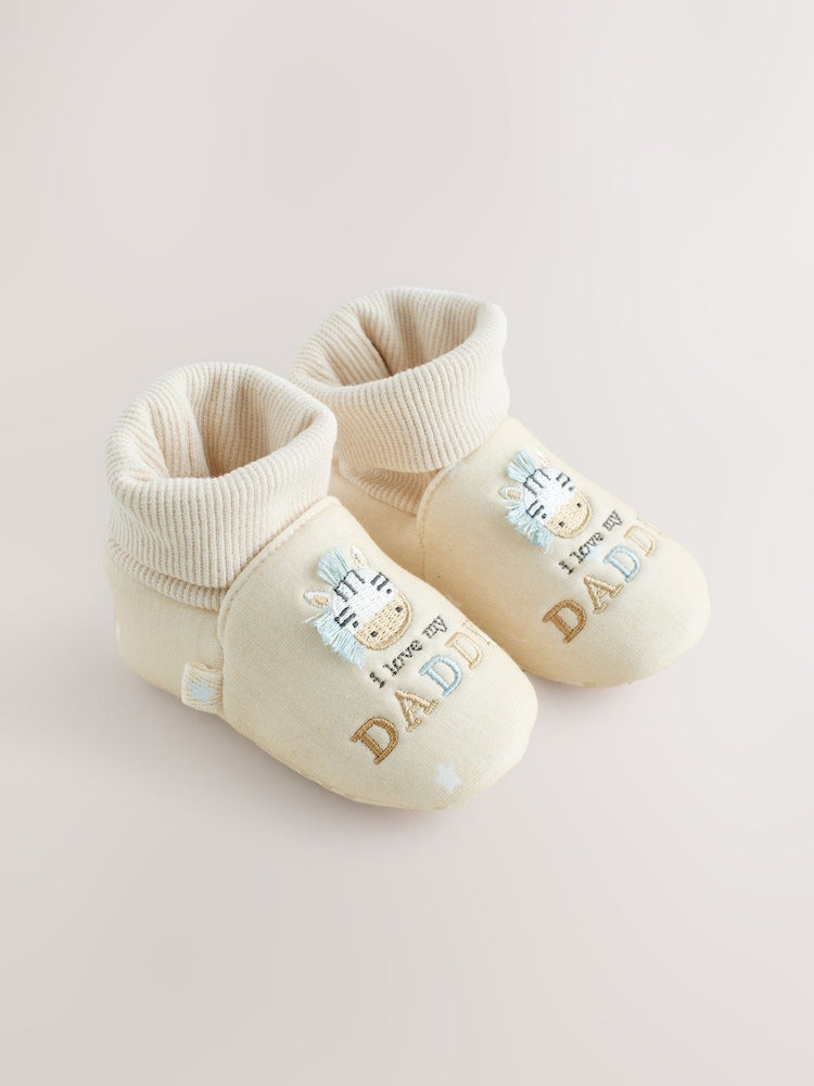 Neutral I Love Mummy/Daddy Baby Sock Top Bootie Shoes (0-18mths)