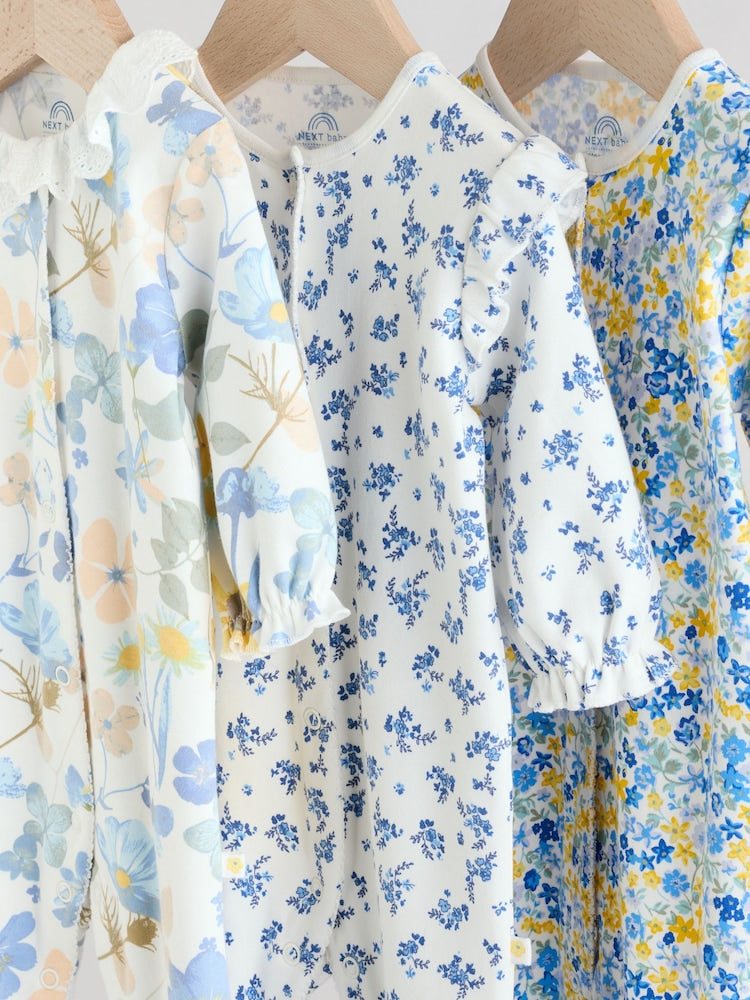 Blue Collar 3 Pack Baby Sleepsuits (0-2yrs)