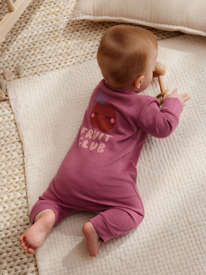 Multi Flower Two Way Zip Baby Sleepsuits 3 Pack (0mths-3yrs)