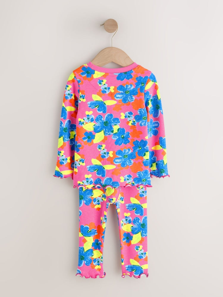 Pink/Blue Bright Floral Snuggle Pyjamas 3 Pack (9mths-16yrs)