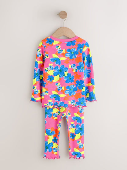 Pink/Blue Bright Floral Snuggle Pyjamas 3 Pack (9mths-16yrs)