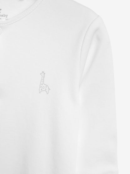 White 3 Pack 100% Cotton Baby Sleepsuits (0-18mths)