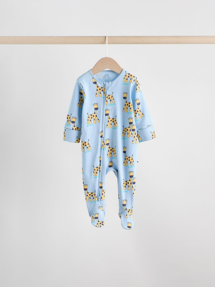 Multi Cotton Two Way Zip Baby Sleepsuits 5 Pack (0-2yrs)