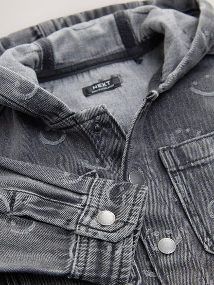 Grey Face Denim Hooded Overshirt (3mths-7yrs)