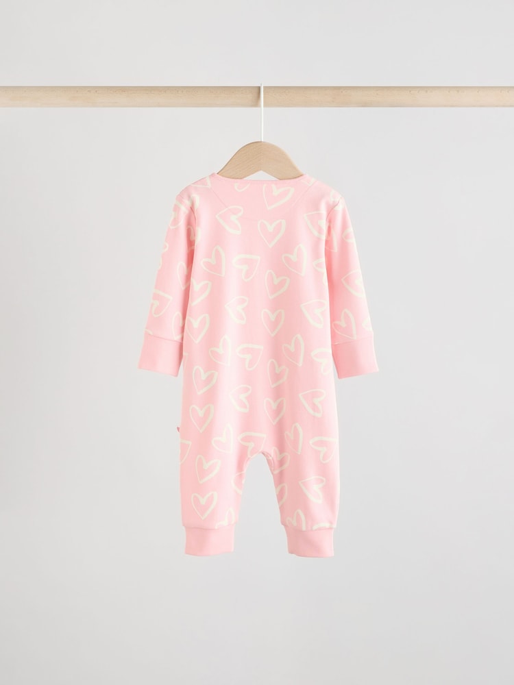 Pink Print Two Way Zip Baby Sleepsuits 4 Pack (0mths-3yrs)