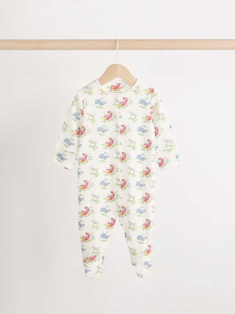 Blue/Green Cath Kidston Cars Baby 100% Cotton Sleepsuits 3