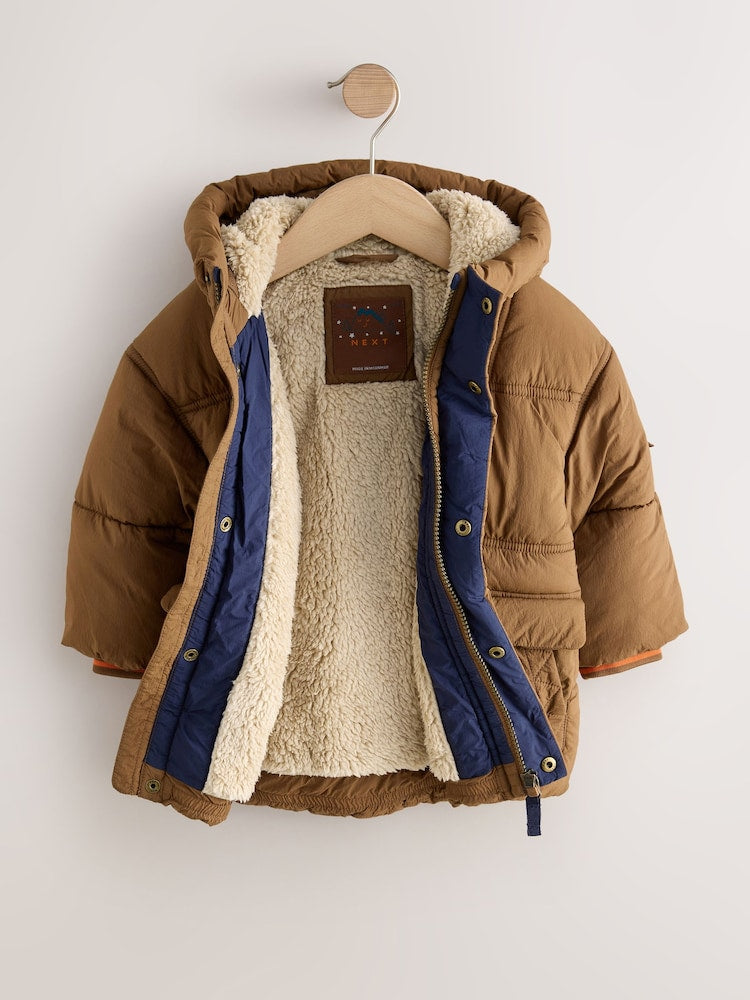 Brown Borg Lined Padded Shower Resistant Coat (3mths-7yrs)