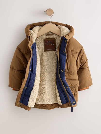 Brown Borg Lined Padded Shower Resistant Coat (3mths-7yrs)
