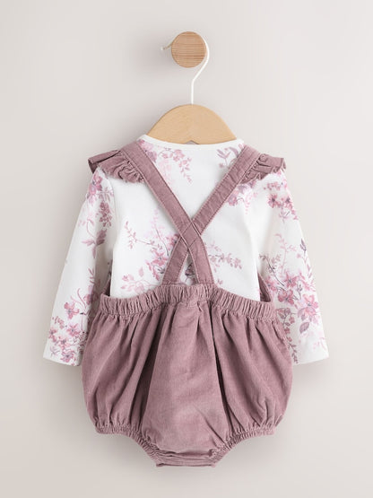 Purple/ White Cord Baby Romper and Long Sleeve Bodysuit and