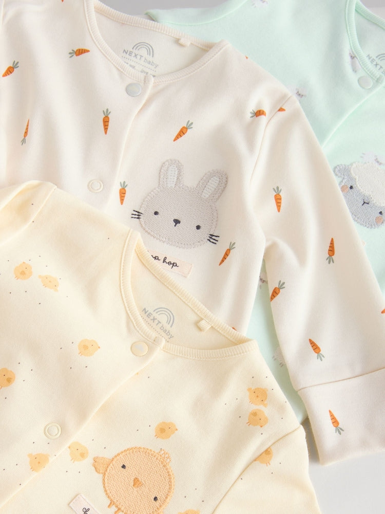 Yellow Easter Character 3 Pack Baby Sleepsuits (0mths-2yrs)