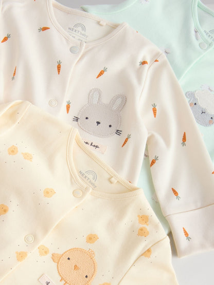 Yellow Easter Character 3 Pack Baby Sleepsuits (0mths-2yrs)