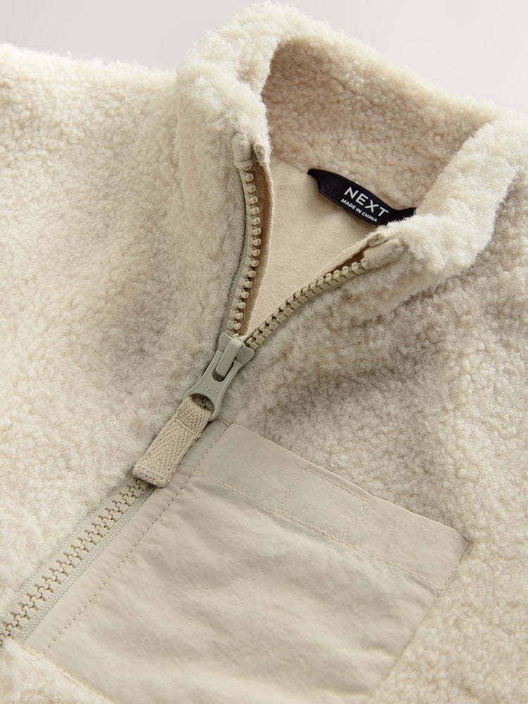 Stone Plain Funnel Neck Fleece Zip Through Fleece (3mths-7yrs)