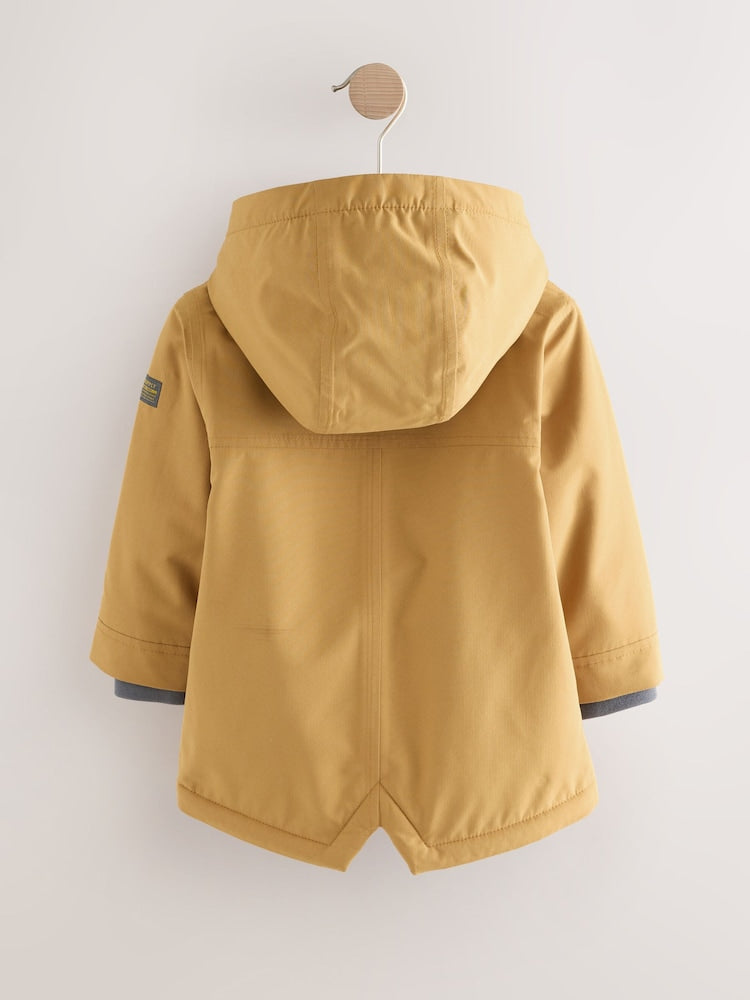 Ochre Yellow Waterproof Borg Lined Parka Coat (3mths-7yrs)