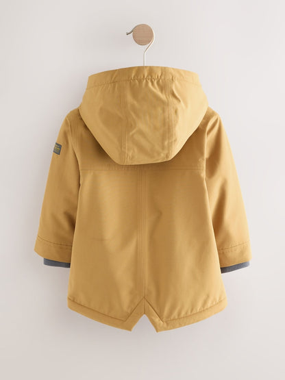 Ochre Yellow Waterproof Borg Lined Parka Coat (3mths-7yrs)