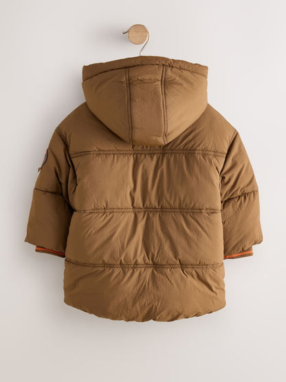 Brown Borg Lined Padded Shower Resistant Coat (3mths-7yrs)