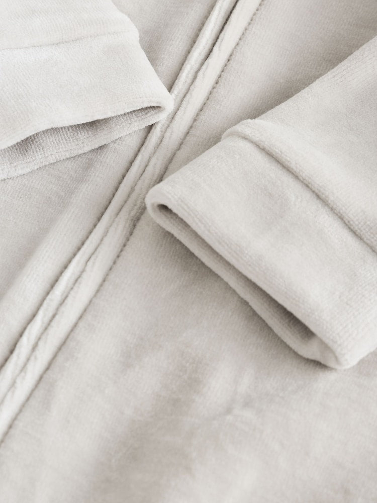 Grey Velour Two Way Zip Baby Sleepsuits 2 Pack (0-2yrs)