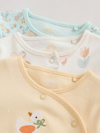 Yellow 3 Pack Baby Sleepsuits