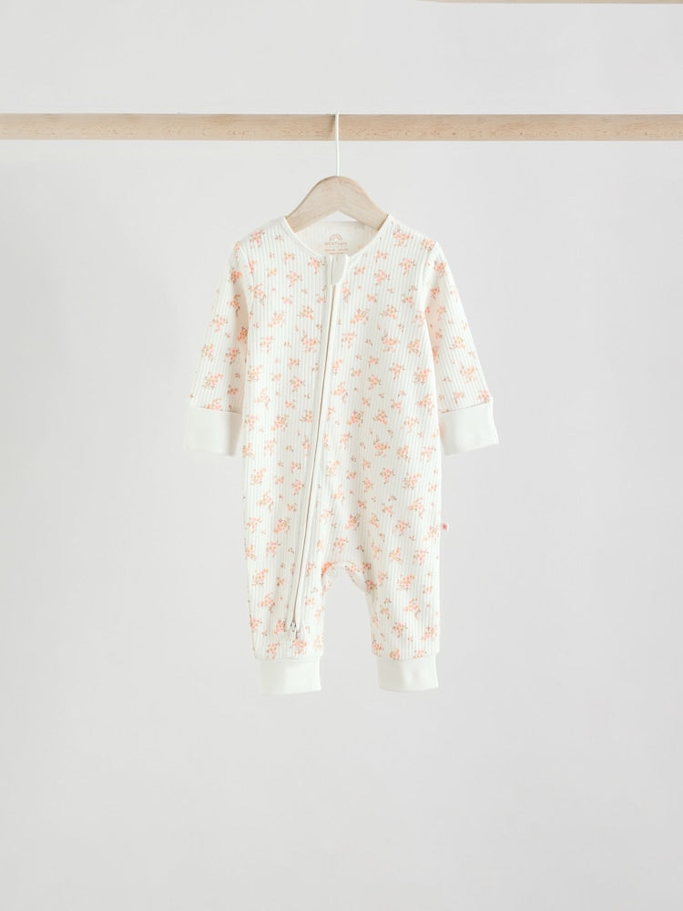 Neutral 5 Pack Two Way Zip Baby Sleepsuits (0mths-3yrs)
