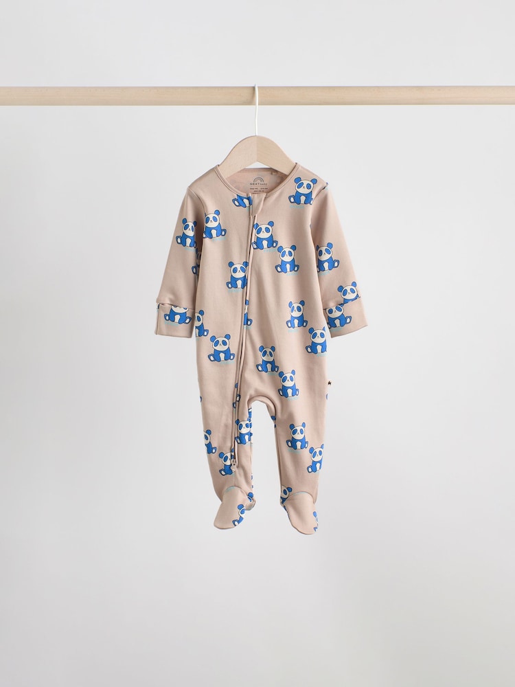 Multi Cotton Two Way Zip Baby Sleepsuits 5 Pack (0-2yrs)