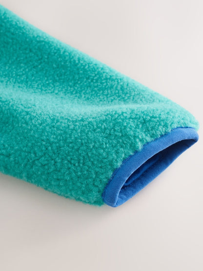 Colourblock Plain Funnel Neck Fleece Zip Through Fleece