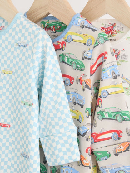 Blue/Green Cath Kidston Cars Baby 100% Cotton Sleepsuits 3