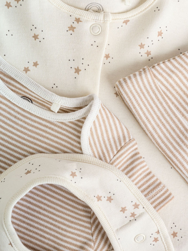 Neutral Baby Sleepsuit, Bodysuit, Beanie and Bib Set 4 Piece (0-9mths)