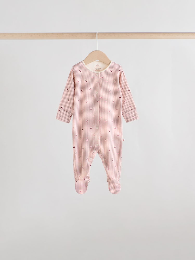 Pink/Rust Ditsy Floral 5 Pack Baby Sleepsuits (0-2yrs)