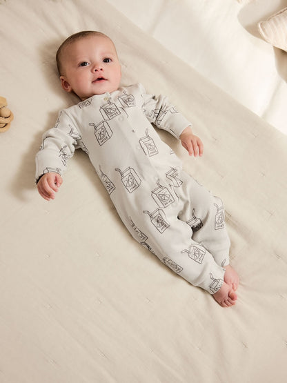 Neutral Croissant Breakfast Baby Footless Sleepsuits 3 Pack