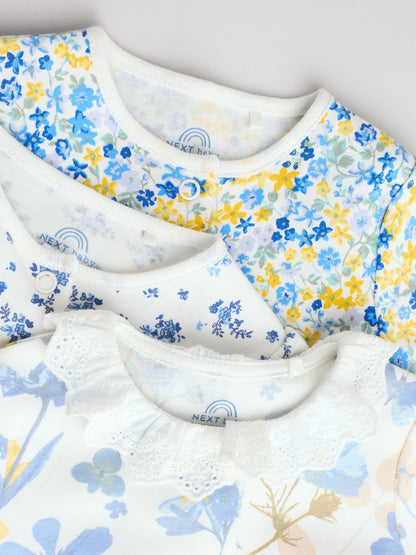 Blue Collar 3 Pack Baby Sleepsuits (0-2yrs)