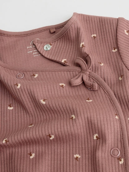 Brown Ditsy Floral Baby Sleepsuits 3 Pack (0-2yrs)