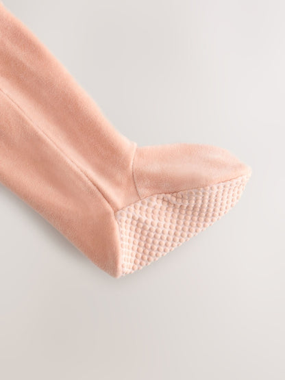 Pink Velour Baby Sleepsuit (0mths-3yrs)