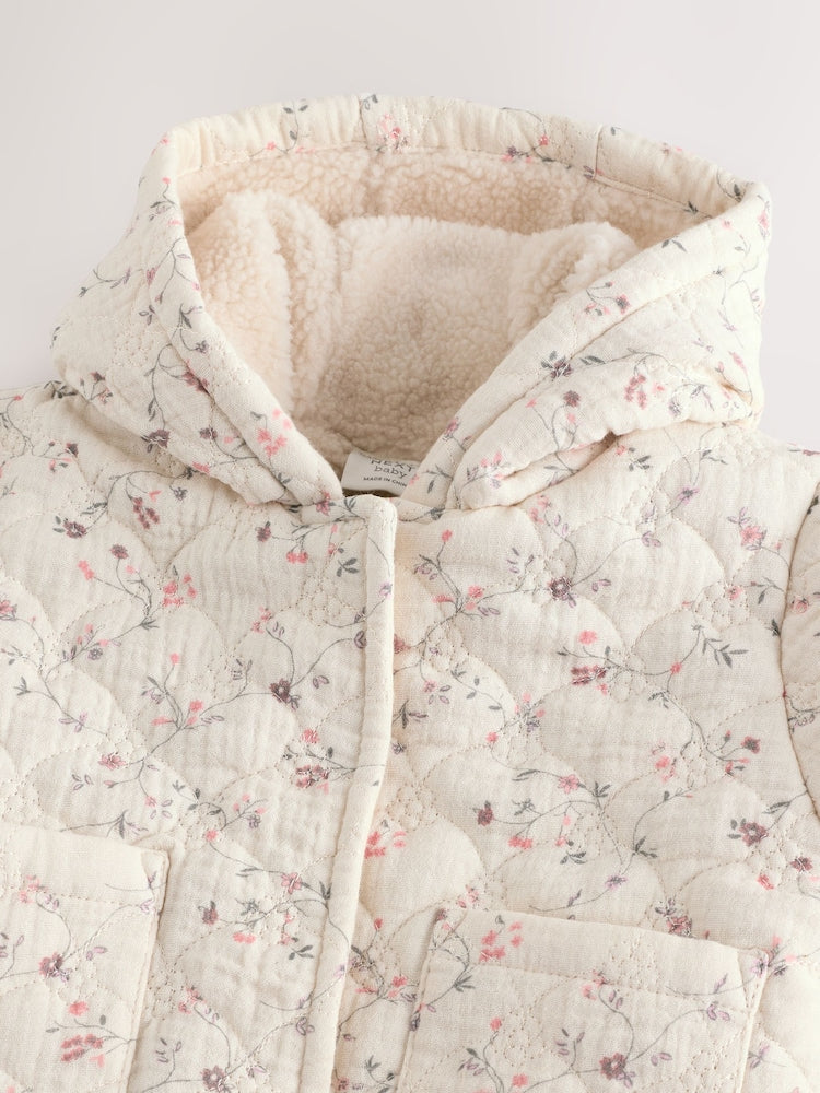 Ecru Floral Baby Crinkle Jersey Coat (0mths-2yrs)
