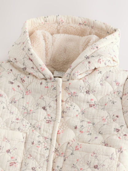 Ecru Floral Baby Crinkle Jersey Coat (0mths-2yrs)