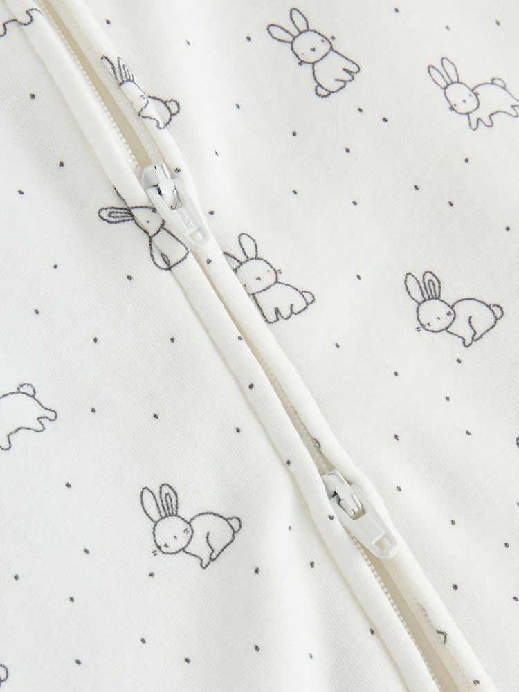 Ecru Fleece Lined Two Way Zip Baby Sleepsuit