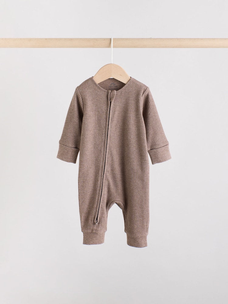Chocolate Brown 3 Pack Baby Sleepsuits (0mths-3yrs)