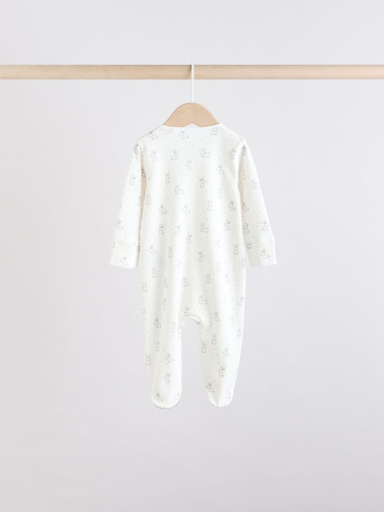 Brown/Cream 5 Pack Two Way Zip Baby Sleepsuits (0mths-2yrs)