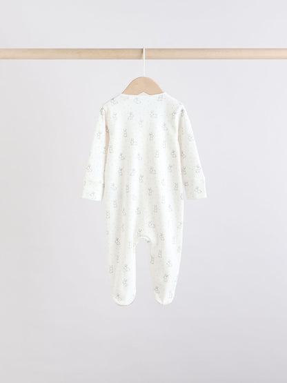 Brown/Cream 5 Pack Two Way Zip Baby Sleepsuits (0mths-2yrs)