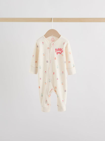 Red Baby Christmas Sleepsuits 3 Pack (0mths-3yrs)