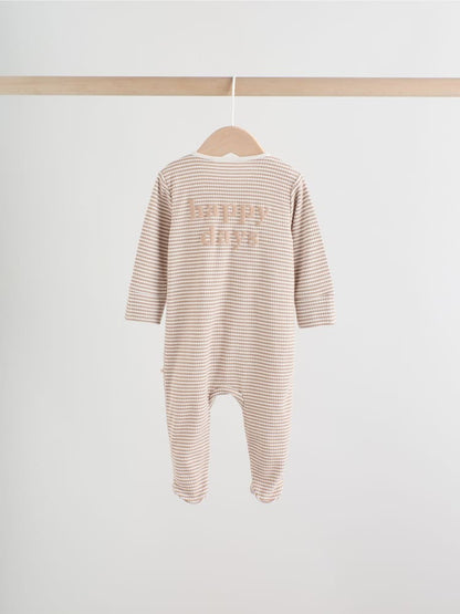 Neutral Milkclub Two Way Zip Baby Sleepsuits 3 Pack (0-2yrs)