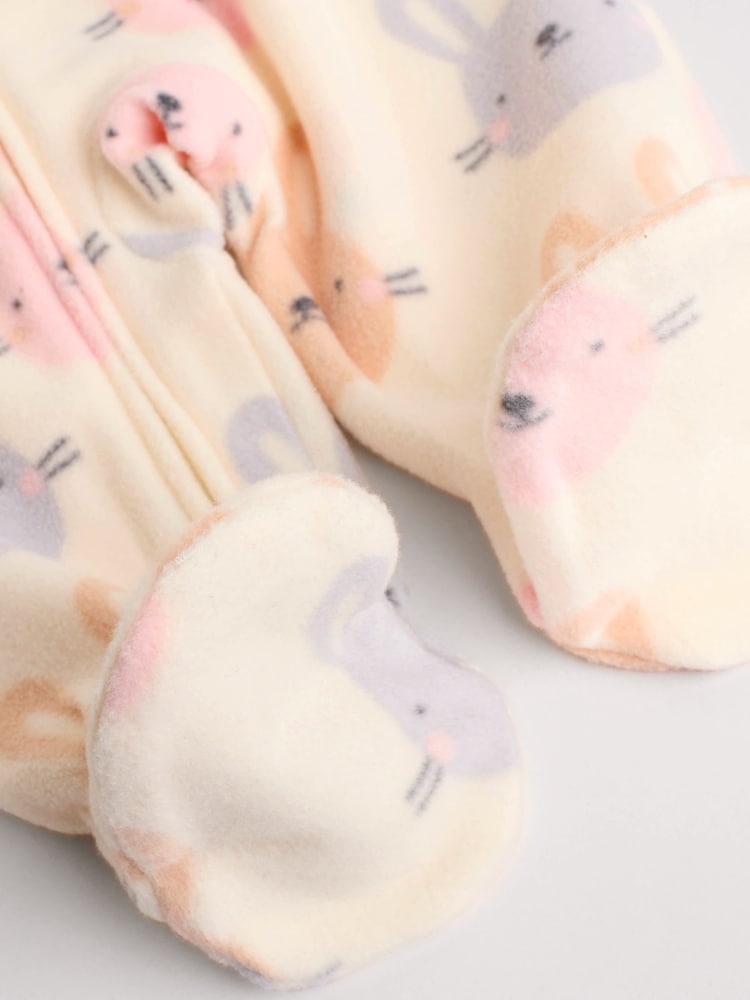 Pink 4 Pack Baby Micro Fleece Two Way Zip Sleepsuits