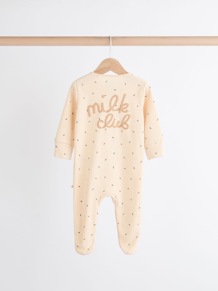 Neutral Milk Club Baby Two Way Zip 100% Cotton Sleepsuits 3 Pack (0mths-2yrs)