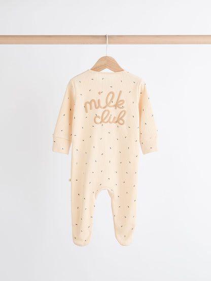 Neutral Milk Club Baby Two Way Zip 100% Cotton Sleepsuits 3 Pack (0mths-2yrs)