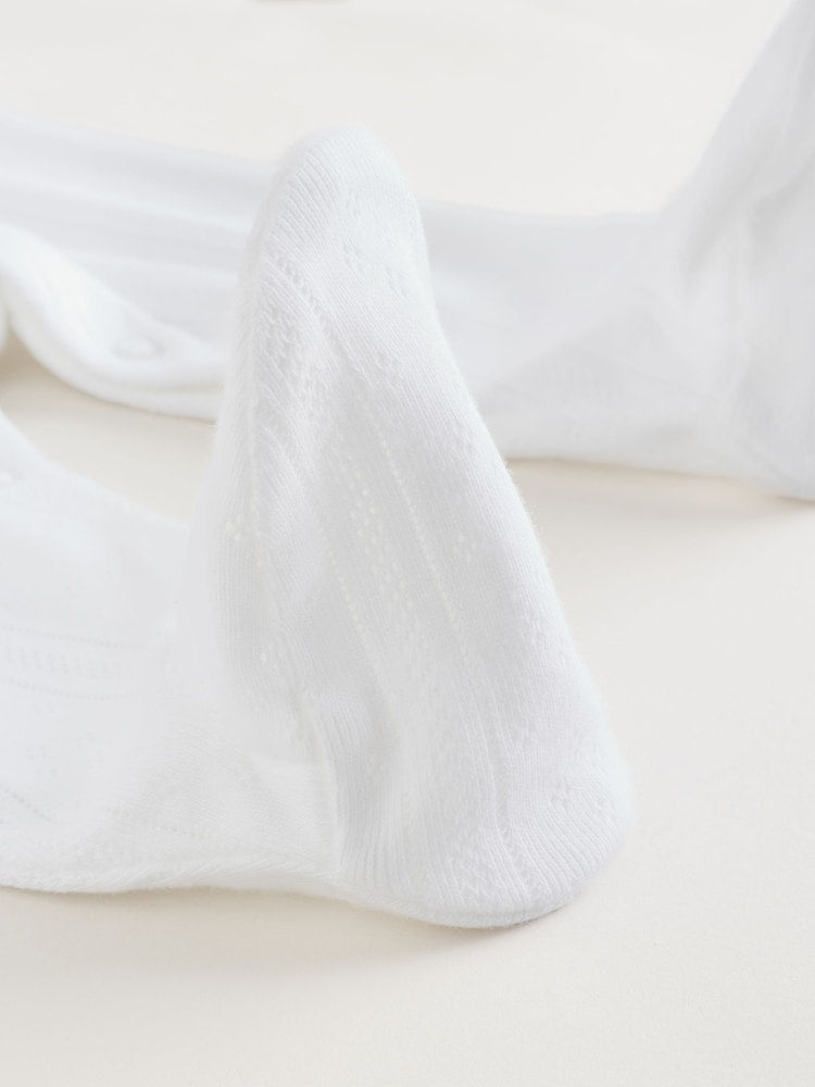 White Pointelle Baby Sleepsuits 3 Pack (0-18mths)