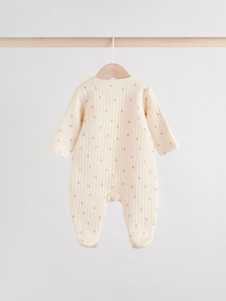 Pink/Cream Quilted Baby Sleepsuits 2 Pack