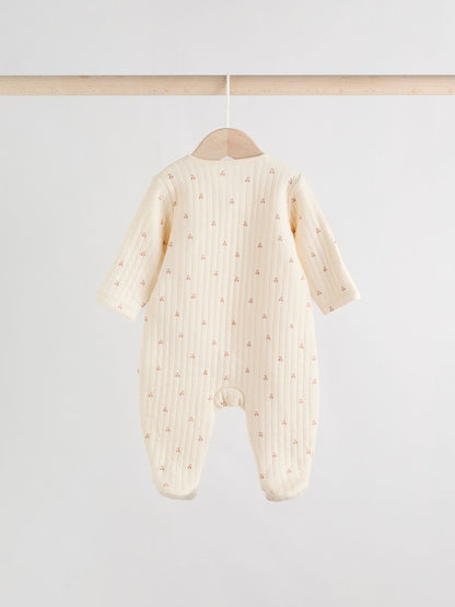 Pink/Cream Quilted Baby Sleepsuits 2 Pack