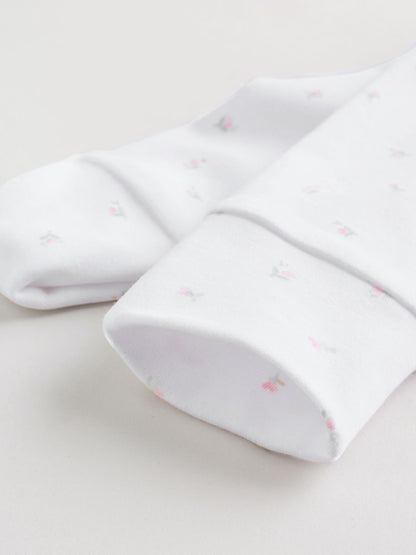 White/Pink Collar 3 Pack Baby Sleepsuits