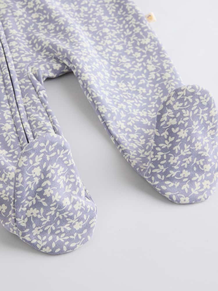 Blue Cherry Two Way Zip Sleepsuits 3 Pack (0-2yrs)