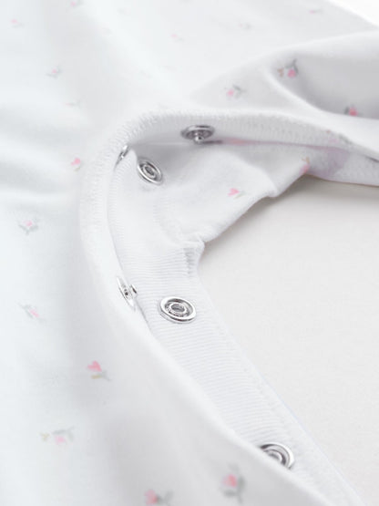 White/Pink Collar 3 Pack Baby Sleepsuits