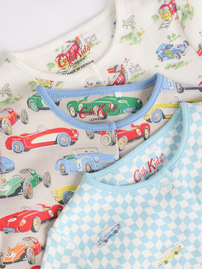 Blue/Green Cath Kidston Cars Baby 100% Cotton Sleepsuits 3