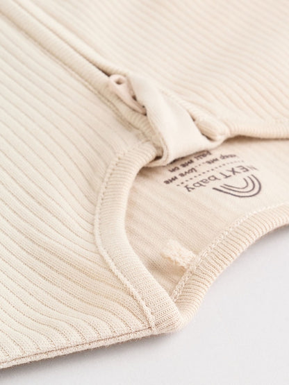 Beige Baby Two Way Zip Sleepsuits 3 Pack (0-2yrs)